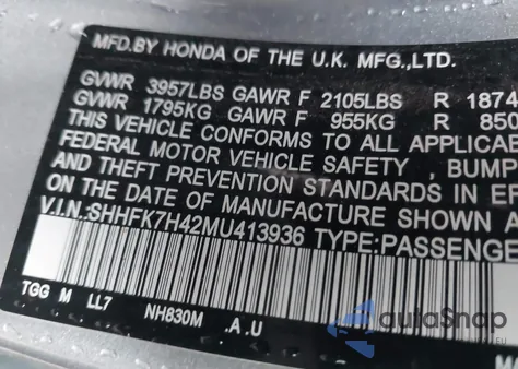 2021 Honda Civic Sport from USA, damaged, VIN SHHFK7H42MU413936